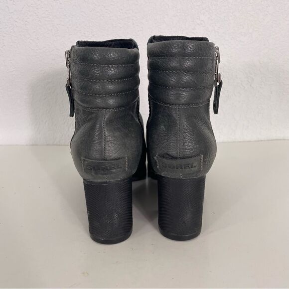 Sorel Grey Leather Block Heeled Booties - Picture 5 of 10